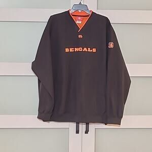 Men's NFL Bengals V Neck Pullover With Pockets XL Black Jacket